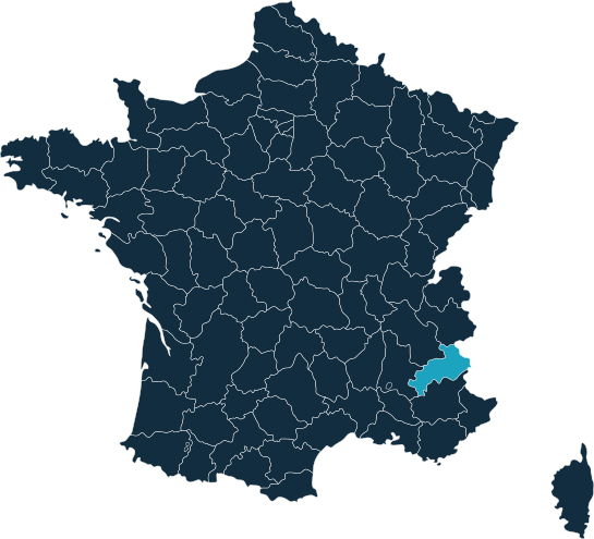 Carte de France zoom sur les Hautes-Alpes